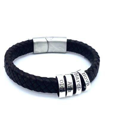 PULSERA CUERO PLATA HOMBRES PERSONALIZADA