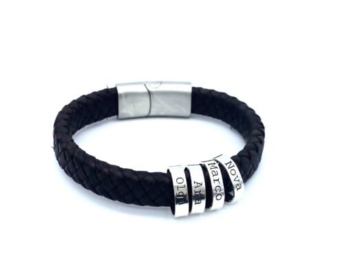 PULSERA CUERO PLATA HOMBRES PERSONALIZADA